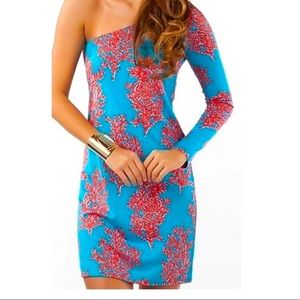 Lilly Pulitzer one sleeve coral dress